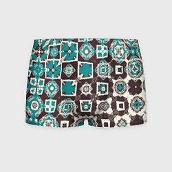 Трусы-боксеры мужские Бирюзово-коричневая геометрическая текстура, цвет: 3D-принт