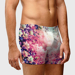 Трусы-боксеры мужские Фантастический цветочный розовый с облаками, цвет: 3D-принт — фото 2
