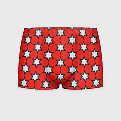 Трусы-боксеры мужские Звезды на красном, цвет: 3D-принт