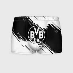 Трусы-боксеры мужские Borussia черно белые полосы, цвет: 3D-принт