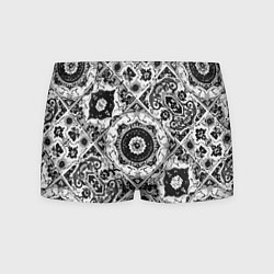 Трусы-боксеры мужские Узоры калейдоскопа черно-белые, цвет: 3D-принт
