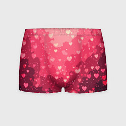 Трусы-боксеры мужские Розовый с сердечками паттерн, цвет: 3D-принт