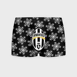 Трусы-боксеры мужские Ювентус снежинки белые, цвет: 3D-принт