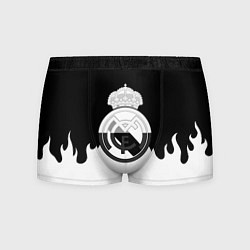 Трусы-боксеры мужские Реал Мадрид огонь белый, цвет: 3D-принт