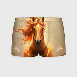 Трусы-боксеры мужские Огненная лошадь и золото, цвет: 3D-принт