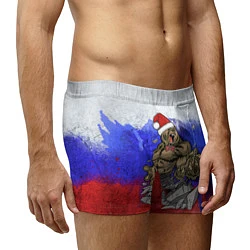 Трусы-боксеры мужские Новогодний медведь РФ, цвет: 3D-принт — фото 2