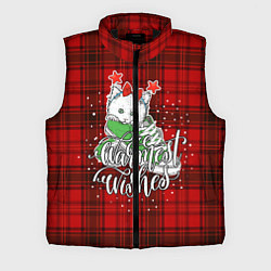 Мужской жилет Новогодняя кошка, цвет: 3D-черный
