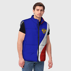 Мужской жилет Герб РФ Триколор, цвет: 3D-светло-серый — фото 2