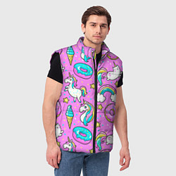 Мужской жилет Сказочные единороги, цвет: 3D-черный — фото 2