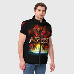Мужской жилет Accept: Flame Eagle, цвет: 3D-красный — фото 2