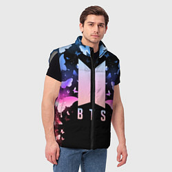 Мужской жилет BTS: Black Butterflies, цвет: 3D-светло-серый — фото 2