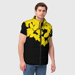 Мужской жилет Желтые Листья - Минимализм, цвет: 3D-черный — фото 2