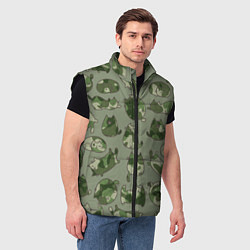 Мужской жилет Камуфляж с котиками хаки, цвет: 3D-черный — фото 2