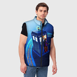 Мужской жилет ДОКТОР И КЛАРА И ТАРДИС, цвет: 3D-черный — фото 2
