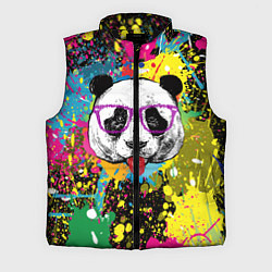 Мужской жилет Панда хипстер в брызгах краски, цвет: 3D-черный