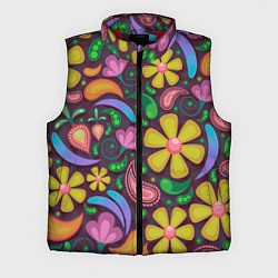 Мужской жилет Летние цветы узор на темном, цвет: 3D-красный