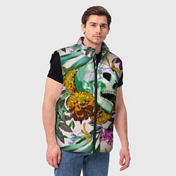 Мужской жилет Череп в цветах, цвет: 3D-черный — фото 2