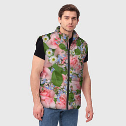 Мужской жилет Цветы, цвет: 3D-черный — фото 2