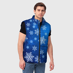 Мужской жилет Новый Год Снежинки, цвет: 3D-черный — фото 2