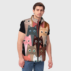 Мужской жилет Котики мультяшные, цвет: 3D-черный — фото 2