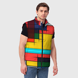 Мужской жилет Абстрактные фигуры цвета, цвет: 3D-черный — фото 2