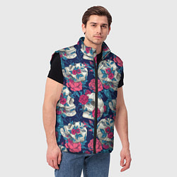 Мужской жилет Реалистичные черепа с розами, цвет: 3D-черный — фото 2