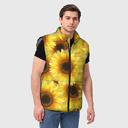Мужской жилет Подсолнухи в поле, цвет: 3D-светло-серый — фото 2