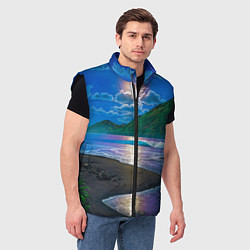 Мужской жилет Гавайский пейзаж, цвет: 3D-черный — фото 2
