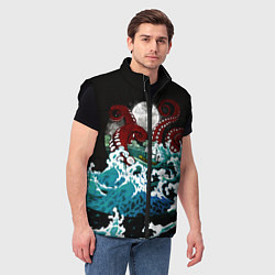 Мужской жилет Корабль на Волнах Кракен, цвет: 3D-черный — фото 2