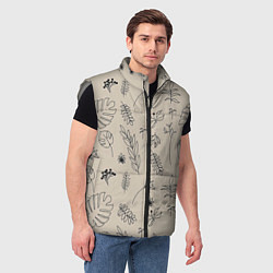Мужской жилет Цветы и листья, цвет: 3D-светло-серый — фото 2