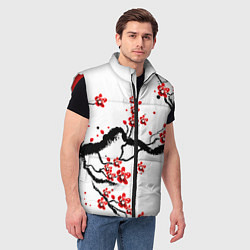 Мужской жилет САКУРА ЦВЕТЁТ И БЛАГАУХАЕТ, цвет: 3D-красный — фото 2