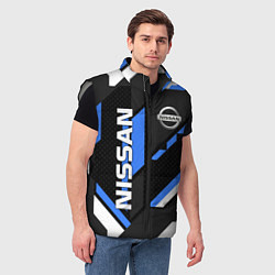 Мужской жилет НИССАН ЛОГО СИНИЯ ГЕОМЕТРИЯ CYBER, цвет: 3D-светло-серый — фото 2