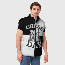 Мужской жилет Шахматный День, цвет: 3D-черный — фото 2