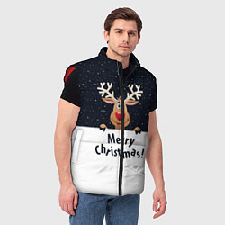 Мужской жилет Новогодний Оленёнок Рудольф, цвет: 3D-красный — фото 2