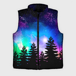 Мужской жилет Космический лес, елки и звезды, цвет: 3D-черный