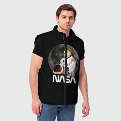 Мужской жилет Доги Космонавт Мем Наса Doge, цвет: 3D-черный — фото 2