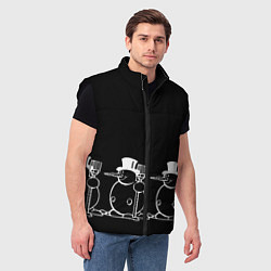 Мужской жилет Снеговик на черном фоне, цвет: 3D-черный — фото 2