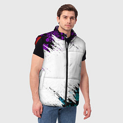 Мужской жилет НОВОГОДНИЕ НЕОНОВЫЕ СНЕЖИНКИ 2022, цвет: 3D-красный — фото 2