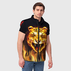 Мужской жилет Тигр В Пламени, цвет: 3D-красный — фото 2
