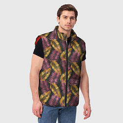 Мужской жилет Тропические листья pink, цвет: 3D-красный — фото 2