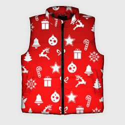 Мужской жилет Новогодний узор красный градиент, цвет: 3D-черный