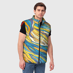 Мужской жилет Красивые абстрактные волны, цвет: 3D-красный — фото 2