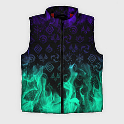 Мужской жилет НЕОНОВЫЙ ОГОНЬ ГЕНШИН ИМПАКТ СИМВОЛЫ, цвет: 3D-красный