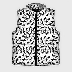 Мужской жилет Чёрные цветы на белом