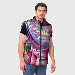Мужской жилет Новогодний конфетти, цвет: 3D-светло-серый — фото 2