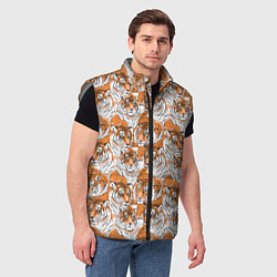 Мужской жилет Тигры рисованный стиль, цвет: 3D-светло-серый — фото 2