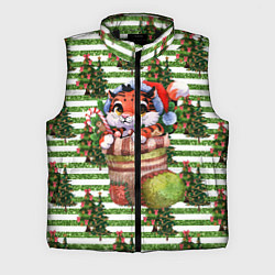 Мужской жилет Новогодний носок с тигром