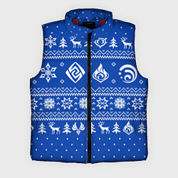 Мужской жилет НОВОГОДНИЙ СВИТЕР GENSHIN IMPACT СИНИЙ, цвет: 3D-красный