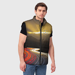 Мужской жилет Ночная трасса, Мерседес, цвет: 3D-черный — фото 2