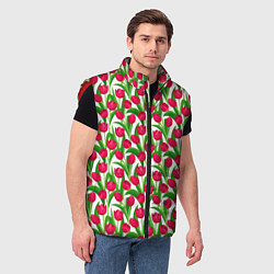 Мужской жилет Весенние Тюльпаны, цвет: 3D-красный — фото 2